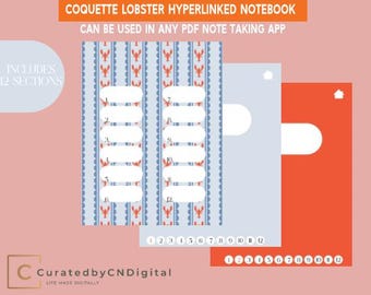 Coquette Lobster Hyperlinked Notebook