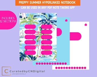 Preppy Summer Hyperlinked Notebook