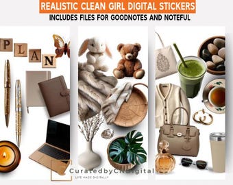 Realistic Clean Girl Aesthetic Digital Stickers