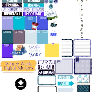 Precropped “Winter Work” Digital Stickers