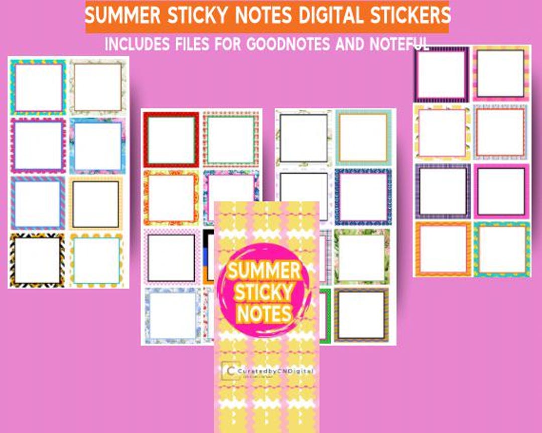 Summer Sticky Notes Digital Stickers - Etsy