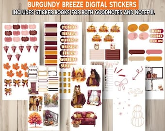 Burgundy Breeze Digital Stickers