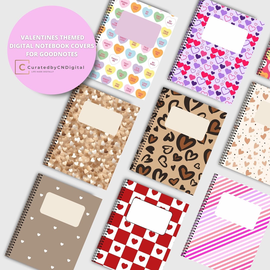 Valentines Themed Digital Notebook Covers - Etsy