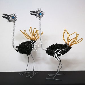 Beaded Wire Ostrich, Ostrich Wire Sculpture, African Wire Art, Wire Art, Wire Art Sculpture, Bead Wire Animal, Metal Wire Art,African Safari