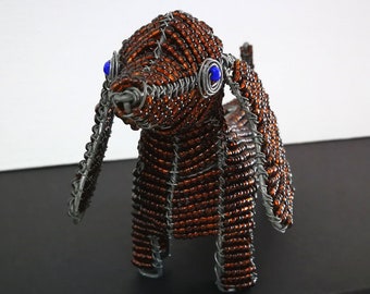Dachshund Wire Bead Sculpture,  Bead Wire Dog, African Wire Art, Sausage Dog Wire Sculpture, Beaded Wire Art Sculpture, Animal Wire Art, Pet