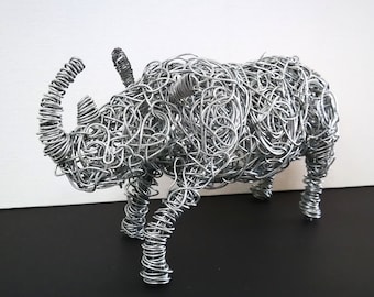 Wire Rhino, Wire Rhino Sculpture, Wire Art Rhino, Wire Animals, African Wire Art, African Big 5 Wire Art, African Safari Gift, Rhino Safari