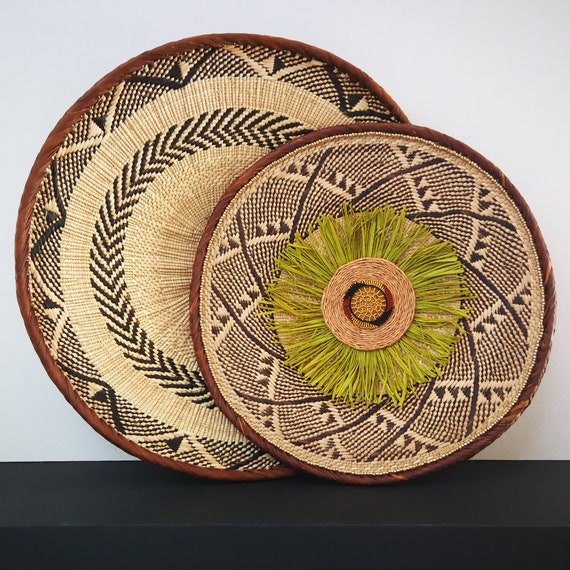 African Wall Baskets - Decorative Wall Basket, Woven Wall Basket, African Decor, Handwoven Basket, Wall Basket Decor, African Art Basket