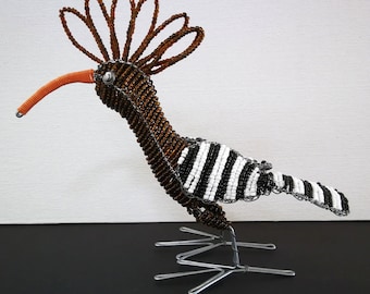 Bead Wire Bird, Wire Bird Sculpture, Bead Wire Bird Art, African Wire Art, Hippo Wire Bird, Wire Art Sculpture, Wire Bird Garden, Garden Art