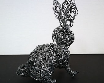 Wire Bunnys, Wire Bunny Art Sculptures, African Wire Art, Wire Art Sculptures, Garden Art Scultpures, Nursery Wire Art, Wire Art Decor -Gift