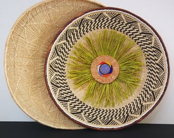African Wall Baskets - Decorative Wall Basket, Woven Wall Basket, African Decor, Handwoven Basket, Wall Basket Decor, African Art Basket