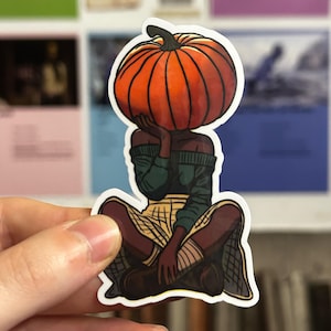 Halloween girl pumpkin head