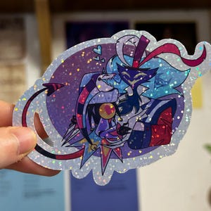 fizzarolli and asmodeus glitter sticker hazbin hotel