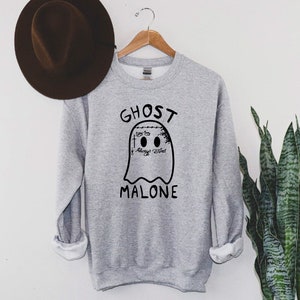 Ghost Malone Sweatshirt, Halloween Sweatshirt, Cute Ghost Sweat, Funny Halloween Crewneck, Spooky Sweatshirt, Spooky Season, Halloween 2025