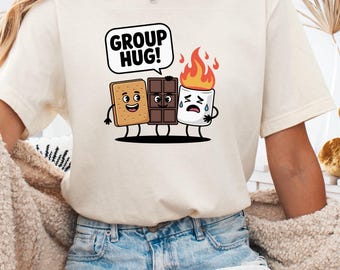 Group Hug Smore Shirt, Funny Camping T-Shirt, Camping Marshmallow Sweater, Camp Lover Shirt, Camp Life Tee, Friends Camping Tee, Camper Gift