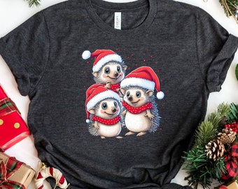 Christmas Hedgehog Shirt, Hedgehog Tshirt, Christmas Shirt, Christmas Gift, Hedgehog Gift, Hedgehog Santa, Xmas Gift Tee, Holiday Apparel