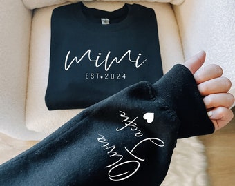 Custom Mimi Sweatshirt with Children Name on Sleeve, Mimi Sweatshirt, Gift for Mom, Mothers Day Shirt, Personalized Sweatshirt, Cool Mom Tee