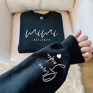 Custom Mimi Sweatshirt with Children Name on Sleeve, Mimi Sweatshirt, Gift for Mom, Mothers Day Shirt, Personalized Sweatshirt, Cool Mom Tee