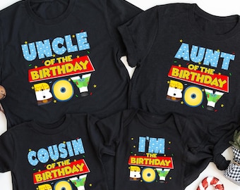 Family Matching Birthday Set, Toy Story Inspired Birthday Celebration Tee, Aunt of the Birthday Boy T-Shirt, Cousin of the Birthday Boy Tee