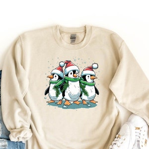 Christmas Penguin Sweatshirt, Funny Christmas Sweater, Penguin Gift, Merry Christmas Sweat, Penguin Lover Sweatshirt, Cute Holiday Apparel 画像 1