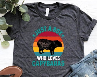 Just A Boy Who Loves Capybaras Tshirt, Capybara Is My Spirit Animal, Animal Shirt, Animal Lover, Capybara Gift, Gifts For Him, Capybara Tee