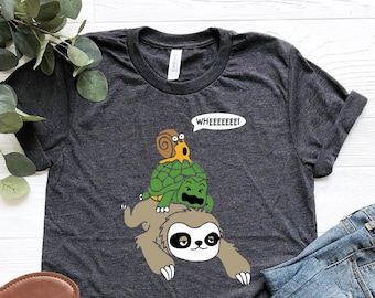 Sloth Turtle Snail T-Shirt, Slow Animals Shirt, Lazy Animal Shirt, Sloth Love Shirt, Cute Animal Gift, Slow And Steady Shirt, Sloth Life