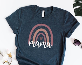 Mama Shirt, Rainbow Mama Shirt, Blessed Mama, Baby Shower Gift, Rainbow T-shirt, New Mom Shirt, Thankful For My Mama, Mother's Day Shirts