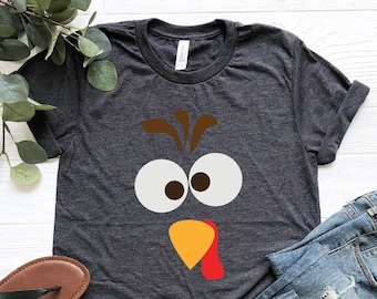 Funny Thanksgiving T-Shirt, Cute Turkey Thanksgiving Shirt, Little Turkey Shirt, Fall Turkey Face Shirts, Family Matching Thanksgiving Shirt