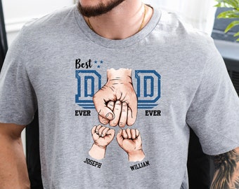 The Best Dad Ever Shirt with Children Names, Personalized Dad and Fist Bump Shirt, Best Dad Shirt, Father's Day Gift, Custom Kid Names Shirt