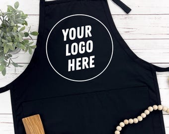 Personalized Logo Apron, Custom Kitchen Apron with Pockets, Women Customized Print Apron, Chef Kids Gift, Custom Hairstylist Apron