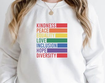 LGBTQ+ Sweater, Equal Rights Sweat, Inclusive Pride Sweatshirt, Rainbow Equality Gift, Social Justice Sweat, Diversity Sweater