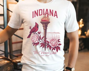 Indiana Shirt, The Hoosier State Shirt, Indiana State Tee, US States Cityscape Shirt, State Landmark Designed Shirts, 50 US States Tee