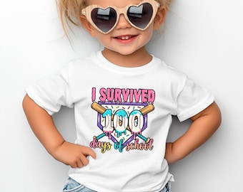 I Survived 100 Days Of School Shirt, School T-Shirt, Classroom Outfit, Back To School Tee, Survived School Shirt, Back To School Gift