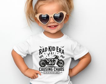 Rad Kid Era Shirt, Funny Toddler Shirt, Trendy Kid Gift, Motorcycle Kid Tee, Cool Kid, Causing Chaos, Birthday Kids Gift, Racing Tee