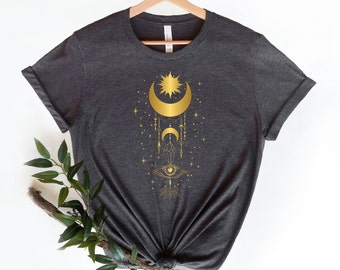 Mystical Moon Sun Stars Crystal Evil Eye T-Shirt, Mystical Shirt, Mystical T-Shirt, Celestial T-Shirt, Mystical Moon Shirt, Moon Tarot Shirt