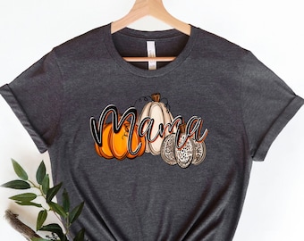 Mama Pumpkin T-Shirt, Mama Thanksgiving Shirt, Leopard Pumpkin Shirt, Halloween Gift for Mom, Thankful Mama Tee, Mom Fall Shirt, Mama Tee