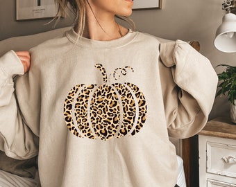 Leopard Pumpkin Sweatshirt, Cheetah Pumpkin Shirt, Thanksgiving Shirt, Thankful Sweatshirt, Fall Shirt, Hello Pumpkin, Family Matching Shirt