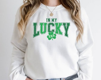 Lucky Sweatshirt, St Patricks Day  Sweatshirt, Retro Lucky Sweater, Cute Women Sweat, Irish Shirt, Shamrocks Shirt, St Patrick's Day Gift