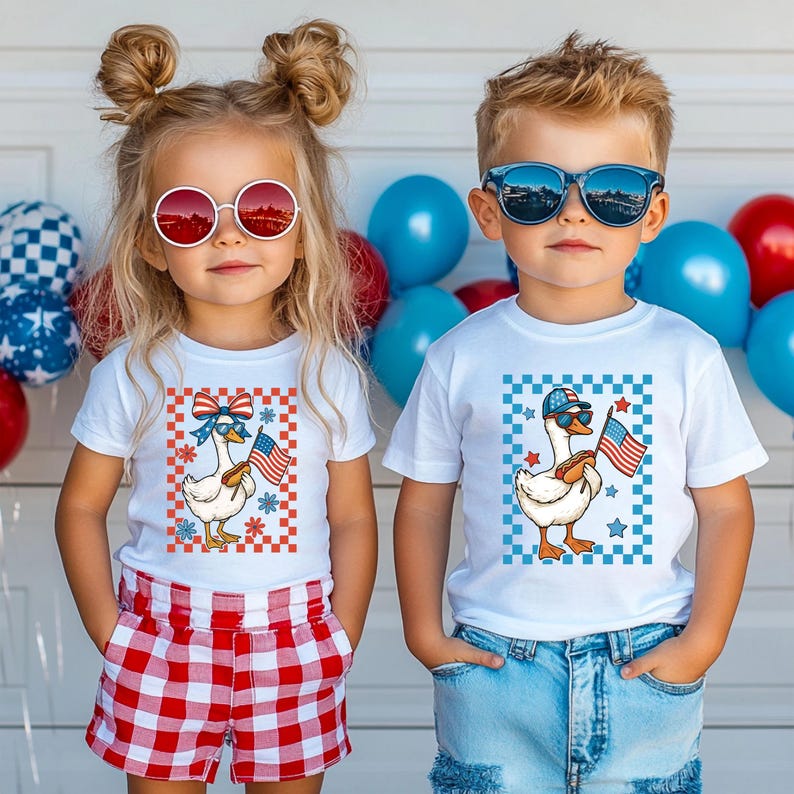 Sister and Brother 4th of July Shirts, Matching 4th of July T-Shirts, Sibling Patriotic Wear, 4th of July Inspired Onesie® image 1
