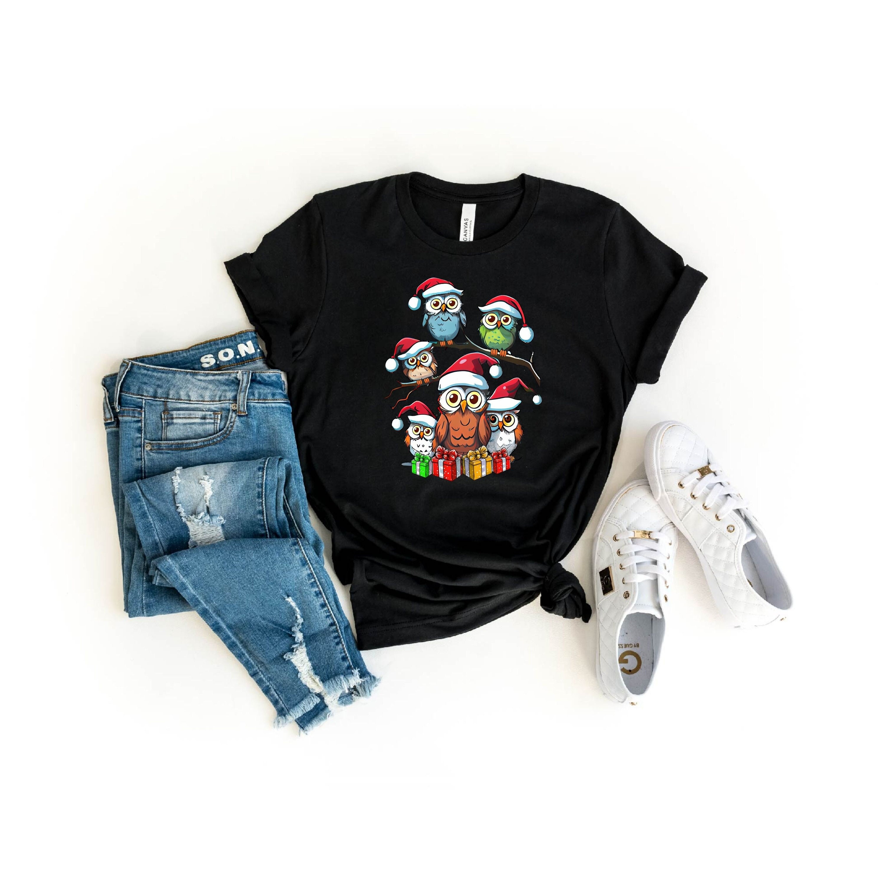Christmas Owl T-Shirt, Christmas Shirt, Owl Gift, Gift For Owl Lover, Christmas Party Tee, Pet Shirt