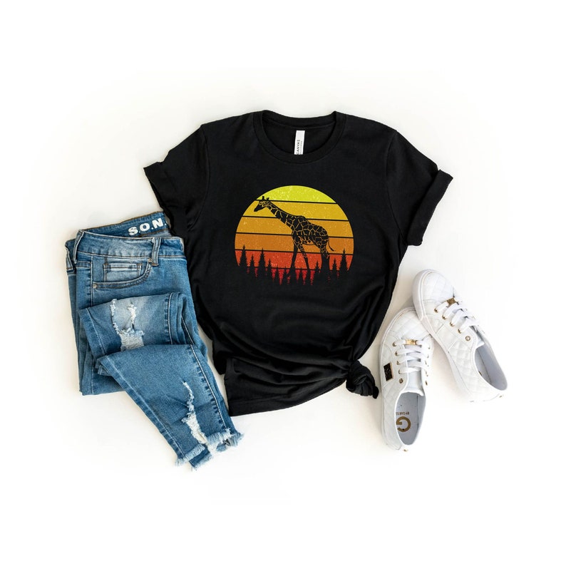 Retro Giraffe Shirt, Giraffe Lover Shirt, Funny Animal Tee, Nature Lover T-Shirt, Giraffe Graphic Tee, Giraffe Vibes, Cute Giraffe Apparel image 1