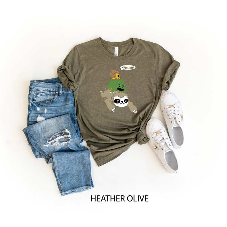 Sloth Turtle Snail T-Shirt, Slow Animals Shirt, Lazy Animal Shirt, Sloth Love Shirt, Cute Animal Gift, Slow And Steady Shirt, Sloth Life image 3