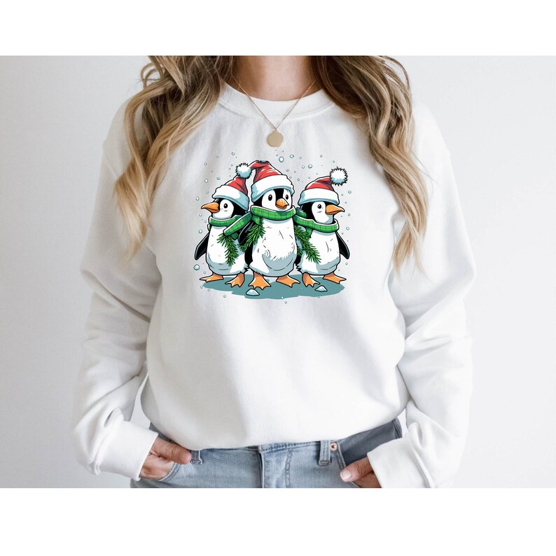 Christmas Penguin Sweatshirt, Funny Christmas Sweater, Penguin Gift, Merry Christmas Sweat, Penguin Lover Sweatshirt, Cute Holiday Apparel 画像 3