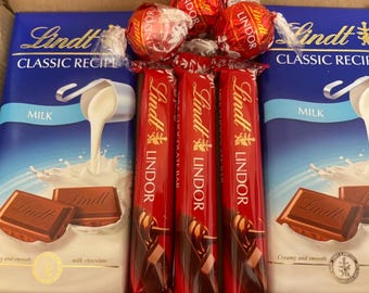 Cesta de regalo de chocolates Lindt