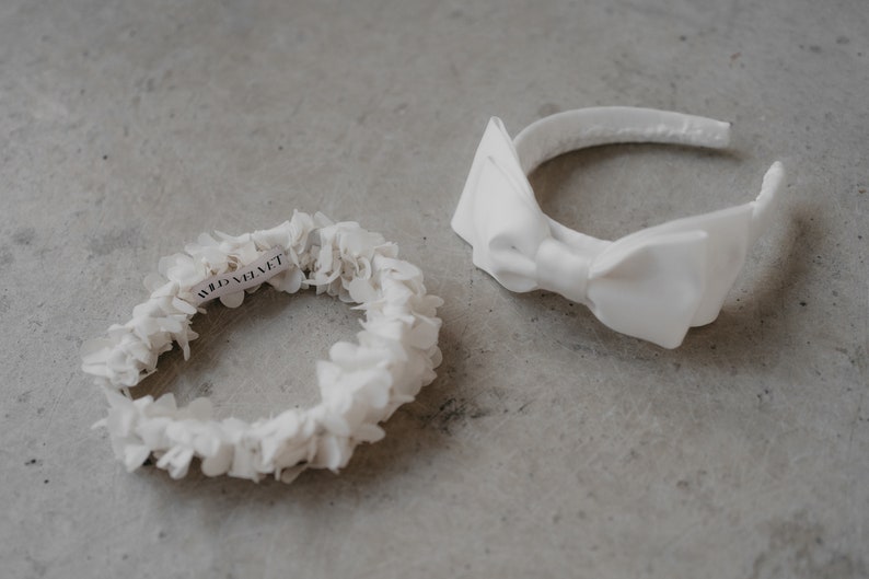 Selbstgenähter 3D Blüten Braut Haarreif ecru image 10