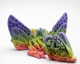 Butterfly Dragon Articulated Figure | 3D Printed Fantasy Dragon | Available in Multiple Colors