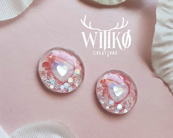 BLYTHE | FURBY custom doll eye chips - blythe pink heart shaped eyes pullip - blythe pastel eyes 3D glass blythe eye chips set pink kawaii