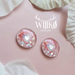 BLYTHE | FURBY custom doll eye chips - blythe pink heart shaped eyes pullip - blythe pastel eyes 3D glass blythe eye chips set pink kawaii