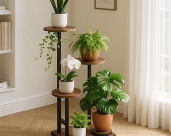 Plant Stand Indoor with Grow Light| 4-Tiered Tall Plant Stand Indoor| Metal Plant Shelf with Adjustable Light| Indoor Small Plant Holder