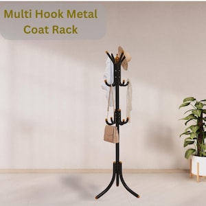 Freestanding Metal Coat Rack Hall Tree - 9/12 Hooks