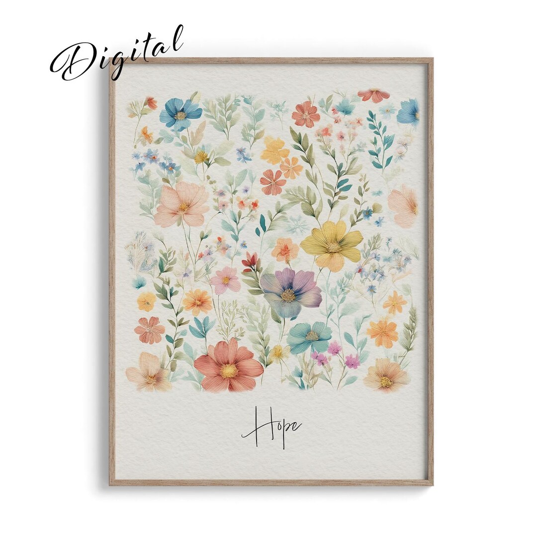 Hope Floral Watercolor Print, Religious Wall Art (digital Download ...